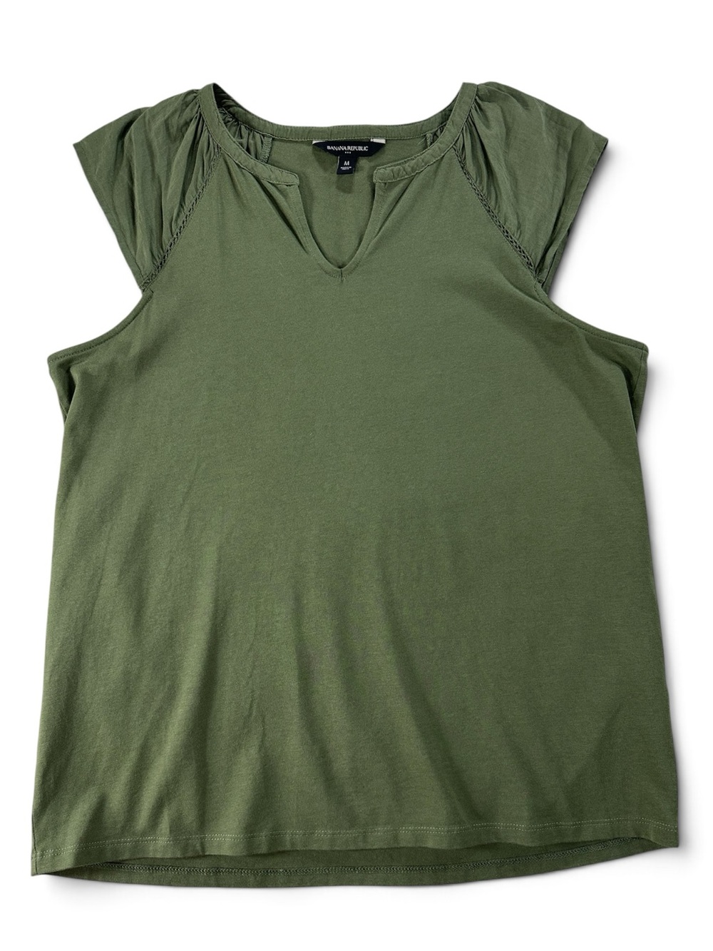 Banana Republic Women’s M Olive Cap Sleeve Notch-Neck Tank Top